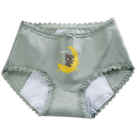 Women's Cotton Underwear Mid-waist Printed Menstrual Period Side Leakage Prevention Underwear