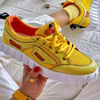 Large Size Lace-up Flat-bottom Breathable Single Shoes Casual Sports Shoes Women