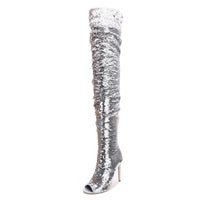 Sequin Fashion Fish Mouth Over The Knee High Heel Long Boots