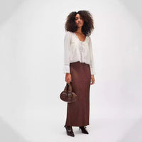 Lace U-shaped Lace Collar Long Sleeve Light Shirt