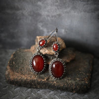 Baroque Red Female Temperamental Long Eardrops