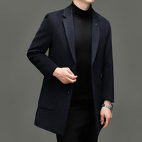 Men's Suit Single-breasted Suit Collar Thickened Business High-end Solid Color Wool Overcoat