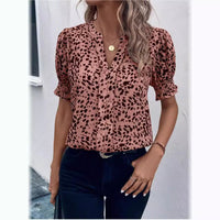 Women's V-neck Short-sleeved Shirt Printed