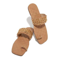 Summer New Vintage Square-Toe Pearl Flat Slippers