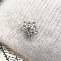 Women's Rabbit Hair Knitted Hat Thickened Warm Rhinestone Flowers