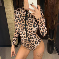 Leopard print one-piece bikini