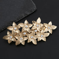 European And American Complex Classical Luxury Metal Texture Leaves Barrettes