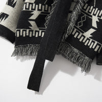 Women's Vintage Jacquard Tassel Cardigan Jacket