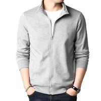 Spring Solid Colored Mens Zip Up Jacket