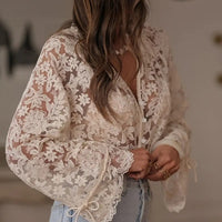 European And American Fashion Embroidered Lace Flower Shirt