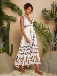 Womens Holiday Printed V-Neck Full-Sleeve Dress