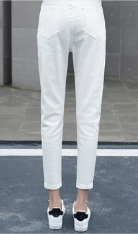 Black slim high waist cropped pants