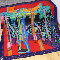 Vintage printed silk cashmere scarf shawl