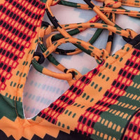 Siamese print rope bikini