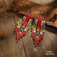 Long Bead Tassel Earrings Hand-woven Bohemian Earrings