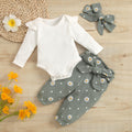 Printed Belt Trousers Headwear 3-piece Set