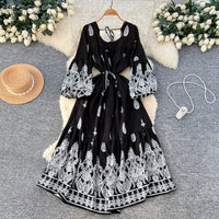 Women's Court-Style Printed Minimalist Lace-Up Dress
