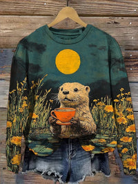 Fashionable Printed Sweatshirt With Long Sleeves