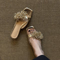 French-style Luxurious Shimmering Slippers With A Square Toe For A Sophisticated Vibe