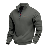 Men's Warm Stand Collar Contrast Stripes Sport Sweatshirt