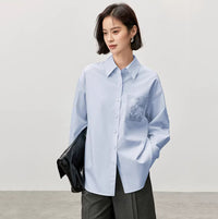 Simple Cotton Shirt Women's Spring Long-Sleeve Top