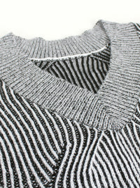 Large V-neck Pullover Fashionable Knitted Sweater