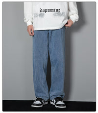 Men's Slimming Leisure Hong Kong Style Denim Straight-leg Pants