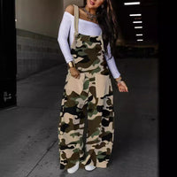 Autumn Printed Defined-Waist Lace-Up Jumpsuit Trousers For Women