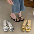 2026 Summer New Korean Style Stiletto Heel Slides For Women, Rhinestone Open Toe High Heel Mules, Dressy Sandals For Ladies