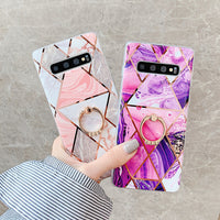 Marble splicing geometric electroplated mobile phone case