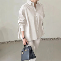 Loose Ruffled Asymmetrical Niche Blouse With Flared Hem