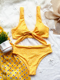 Daisy print strappy bikini