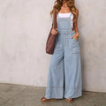 Personalized Street-style Pocketed Wide-leg Pants Suspender Denim Overalls