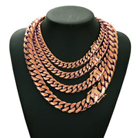 Hip-hop Jewelry Stainless Steeltitanium Slim Rose Gold Cuban-link Chain Necklace With Gold Plating