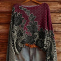 Floral Element Digital Printed Round Neck Off-the-shoulder Sweater