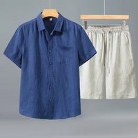 Linen Shirt Men's Short-sleeve Suit