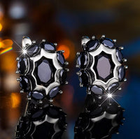 Egg Shaped Colored Zircon Polygonal Ear Buckle