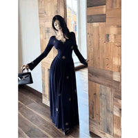 Sexy Pleated Rhinestone Embellished Half Open Neckline Dress For Women
