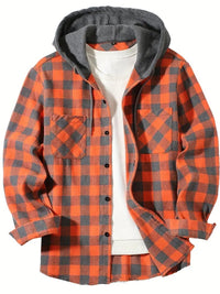 Men's Fashion Personality Plaid Hooded Shirt