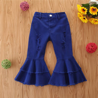 Girls' Stretch Jeans Horn Broken Holes Pants