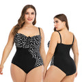 New black patchwork printed swimsuit