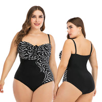 New black patchwork printed swimsuit