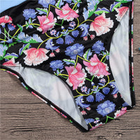 Floral print hot spring one piece swimsuit