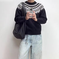 Casual Laid-back V-neck Knit Sweater For Men In Solid Colors