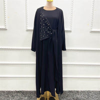 Beaded Women's Muslim Solid Color Two-piece Suit