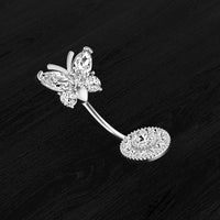 Upper Butterfly And Lower Round Zircon Belly Button Ring