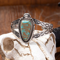 Retro Western-style Denim Turquoise Decorative Open Bracelet