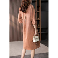 Women's Elegant French-style Linen Shirt Dress