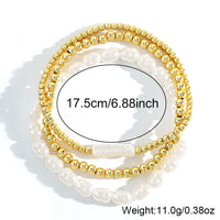Niche Designer-style Pearl And Gold-bead Bracelet