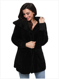 Casual Women's Hooded Solid Color Warm Plush Jacket